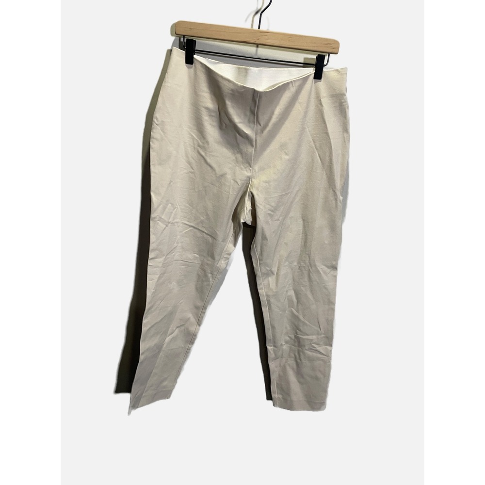 A New Day Skinny Ankle Pants Women 12 Cream Side Zip Stretch Workwear Trousers